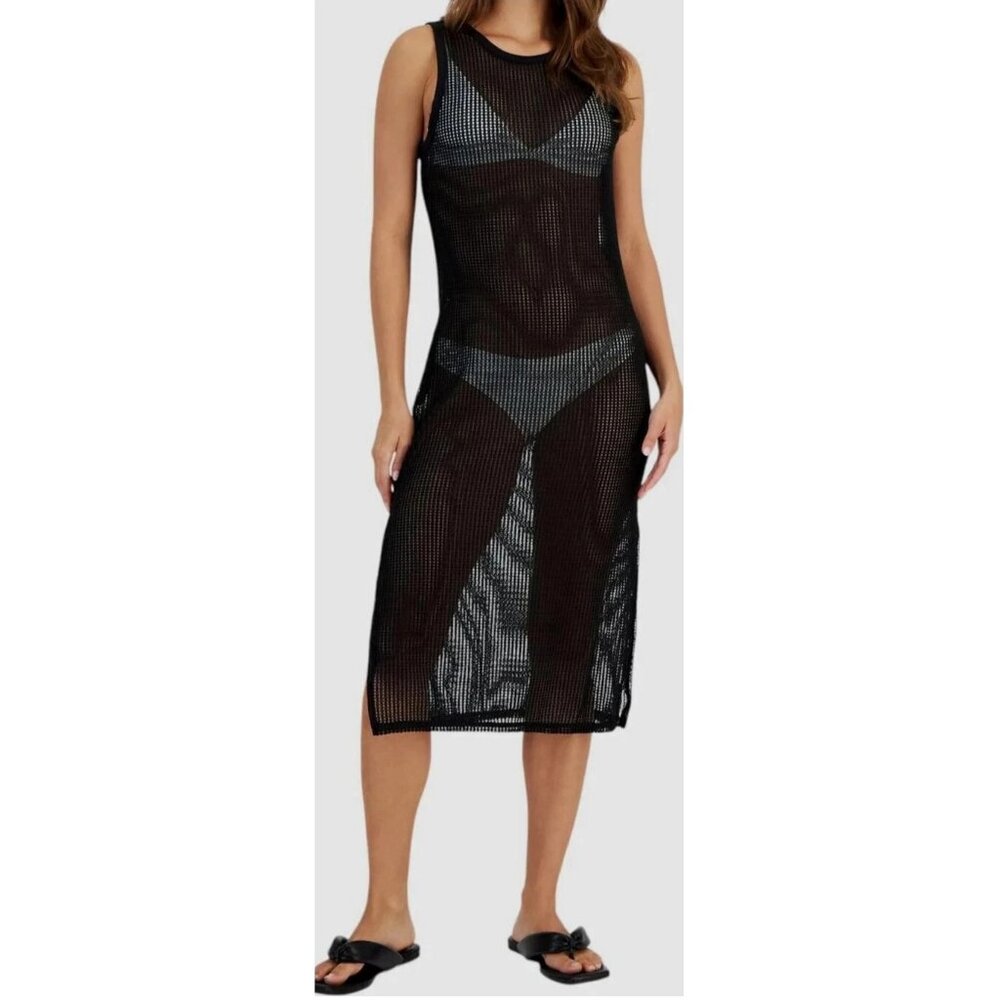 NWT Miken Juniors Low-Back Midi Dress Swim Cover-Up, Black